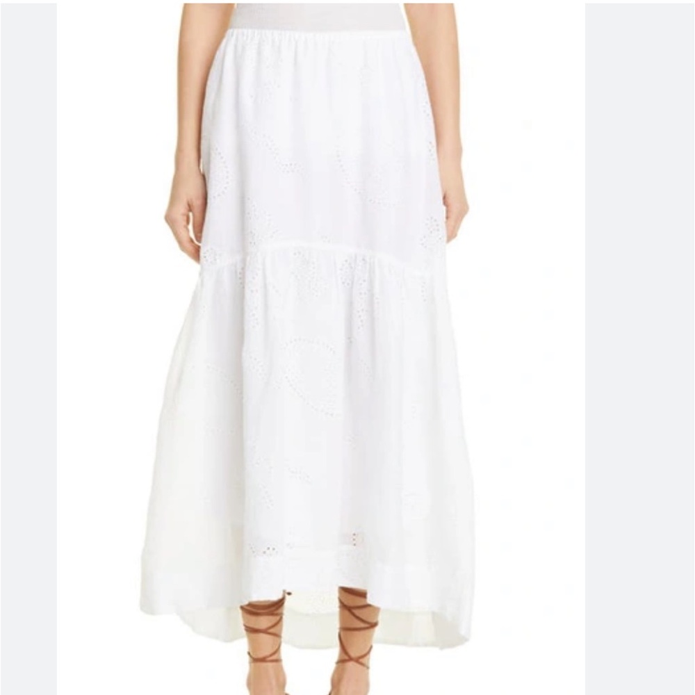 Frame denim white eyelet maxi skirt size xs NWOT